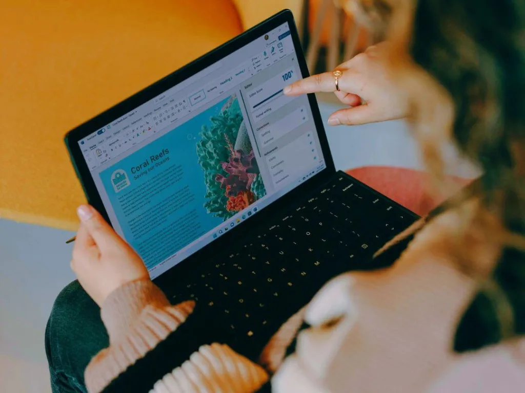 Person on laptop working on niche markets.