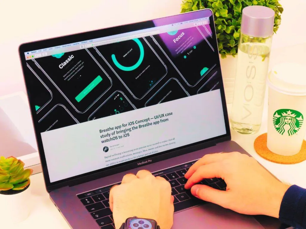 Person on laptop working on niche markets.