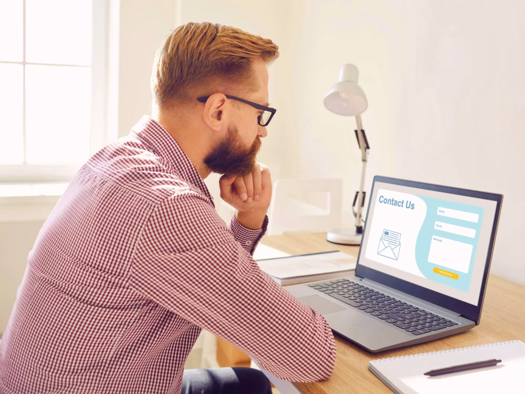Person on laptop working on public relations for their brand.